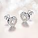 MORGAN & PAIGE .925 Sterling Silver 14K Rose Gold & Rhodium Plated Cubic Zirconia Two-Tone Halo Heart Stud Earrings for Women - Hypoallergenic Earrings for Women, Comfortable Jewelry for Her, 1/3