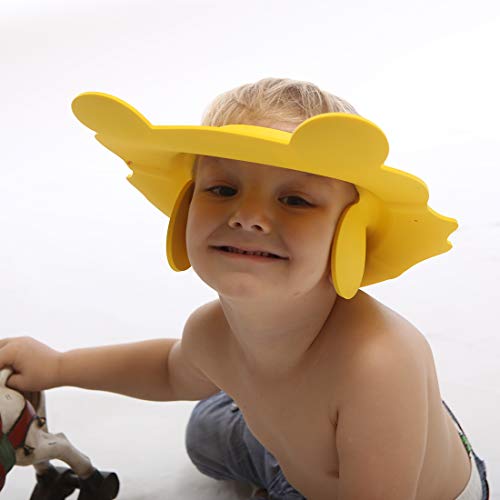 Baby Shampoo Shower Bathing Cap, Adjustable Shower Cap Kids, Infants Soft Protection Funny Safety Visor Cap for Toddler Children (Blue+Yellow)
