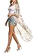 Ekouaer Women's Chiffon Cardigan 3 4 Sleeves Kimono Beach High Low Long Floral Cover Up