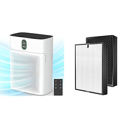YIOU Air Purifier M1, Cream White & YIOU Air Purifier M1 HEPA Air Replacement Filters, Original