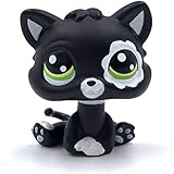 LPSCB Custom-Made Baby for Short Hair Cat #2249 Black Body White Flower Eyes 1 Inch Kitty Mini Pet Toys