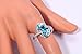 CiNily Silver Blue Fire Opal Aquamarine for Women Jewelry Gemstone Ring Size 7