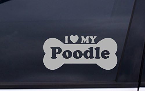 I Love MY POODLE vinyl decal 3.5"x7" METALLIC SILVER Free Shipping love my dog breed sticker