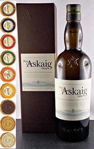 Port Askaig 8 Jahre Islay Single Malt Whisky + 12 Edelschokoladen in 6 Sorten