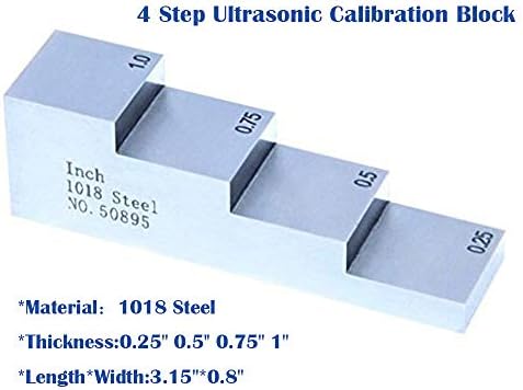 YFYIQI 4 Step Ultrasonic Calibration Test Block 0.25inch 0.5inch 0.75inch 1.0inch with 1018 Steel for Thickness and linearity in NDT Testing