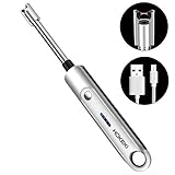 HOKEKI USB Candle Lighter, ARC Electric Kitchen Lighter with 360°Flexible Neck Rechargeable Flameless Windproof Portable 9IN for Camping Grilling BBQ Gas Stove (Silver)