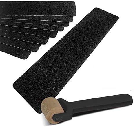 SlipDoctors Anti Slip Stair Tread Nosings in Black – Seam Roller Included - Pack of 5 Adhesive Non Slip Stair Treads - Pre-Cut Tape Measuring 15.24cm x 61cm for Indoor or Outdoor Use