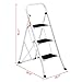 Ollieroo Step Stool EN131 Steel Folding 3 Step Ladder with Grip Handle Anti-Slip Step Mon-marring Feet 330-Pound Capacity White