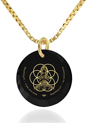 NanoStyle Seed of Life Necklace Yoga Meditation Pendant 24k Gold Inscribed Cubic Zirconia, 18" Gold Filled Chain