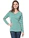 Allegra K Women's Striped Long Raglan Sleeves V Neck Top L Green