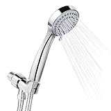 SkyGenius High Pressure Handheld Shower Head, Detachable 3 Spray Settings 4.1inches Hand Held Shower Head W/Hose Bracket(Chrome-finish)
