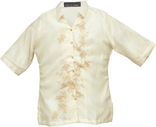Bright Morning OBL002 Barong Tagalog for Women Filipino Filipiniana Blouse with Lining (Large)