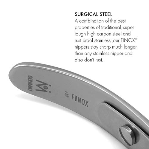 GERMANIKURE Standard Professional Cuticle Trimmer - 1/4 Quarter Jaw Nipper - Ethically Made in Germany - FINOX Stainless Steel Sharp Cuticle Remover in Leather Case - Manicure Tool, r173, 3mm