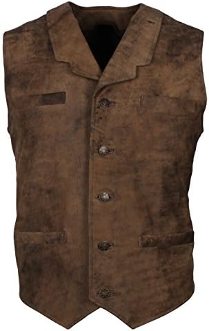 LeatherDock Vintage Distressed Look Mens Leather Biker Vest Jacket (L - to fit chest 44")