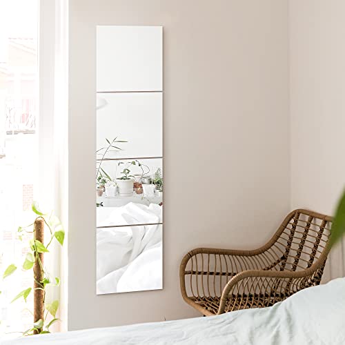 EDGEWOOD Frameless Wall Mirror SelfAdhesive Tiles Full Length Real