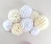 Furuix 8pcs White Mixed Cream Tissue Paper Pom Pom Paper Flower Pom for Baby Shower Wedding Birthday Celebration Table Wall Decoration