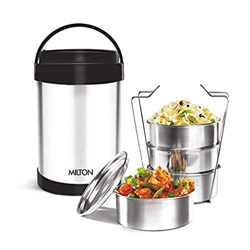 Milton Royal 4 Insulated Stainless Steel Tiffin Box, 600 ml, Steel Plain
