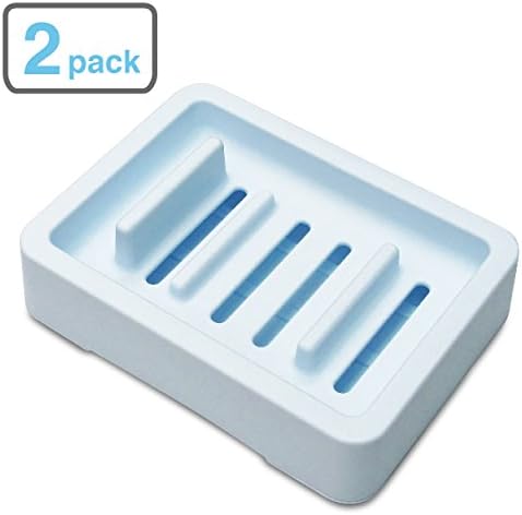 LimitStyle Stair-shaped Soap Dish, Handmade Soap Saver, Soap Tray, Soap Bar Holder - Blue (Plastic, 2-Pack)