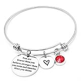 Angel's Draw Home You are Braver Than You Believe Bracelets with 12 Months Color Birthstone Graduation Gift for Women Gift