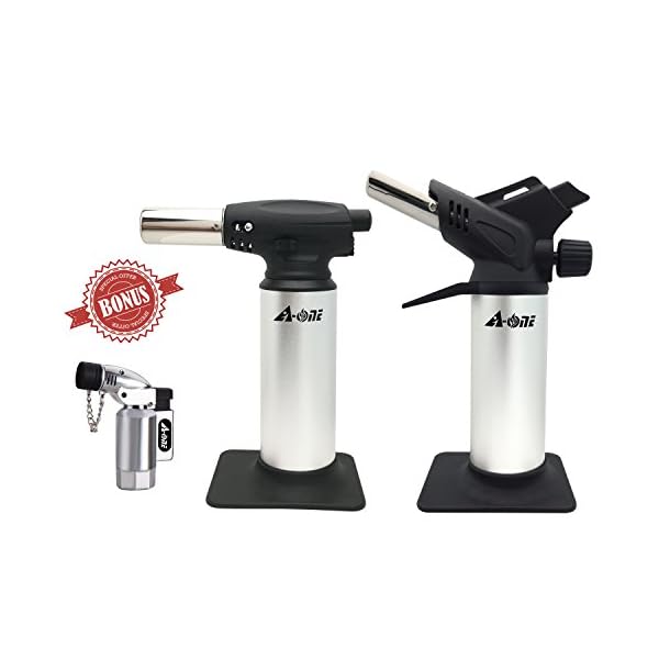 A-ONE GAS TOOL Butane Brazing Torch-Blow Torch-1 Double Flame Gas Torch and 1 Sigle Flame Blow Torch with 1 Free Torch Lighter (3 in 1 Pack)
