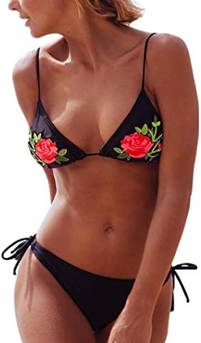 MMTOP Women Sexy Bikini Floral Embroidery Push-Up Padded Swimwear Swimsuit Beachwear