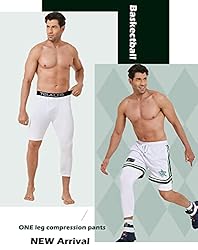 4 Pack Men's 3/4 One Leg Compression Tights Pants