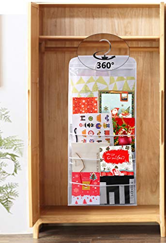 KIMBORA Wrapping Paper Storage Gift Wrap Organizer Hanging Closet Dual-Sided Organization for Holiday Accessories, Gift Bags,Ribbon and Bows - Thumbnail 2