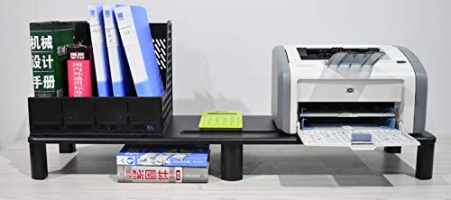 Adjustable XL Dual Monitor Stand - Big 39" Long by 11" Deep. Ample Space for 2 Monitors or Printer, Books & More. Riser for Ultimate Storage Organization with Slot for Phone or Tablet