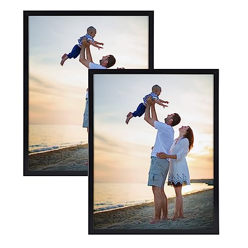 Hoikwo Black Plastic 11x14 Picture Frames Set, 2 Packs Gallery Collage Wall Picture Frames