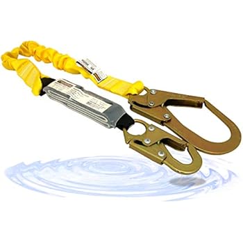 KwikSafety (Charlotte, NC) BOA 1 PACK (External Shock Absorber) Single Leg 6ft Safety Lanyard OSHA ANSI Fall Protection Restraint Equipment Snap Rebar Hook Connectors Construction Arborist Roofing