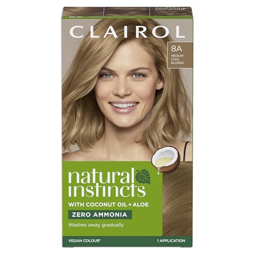 Clairol Tinte para el cabello semipermanente sin amoníaco Natural Instincts, 8A rubio medio frío (el embalaje puede variar)