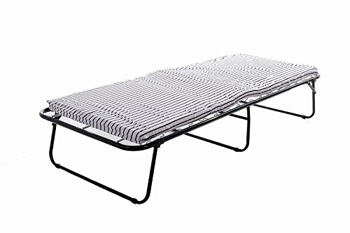 Home Source Industries, 223 Cot Bed, Folding Bed with Mattress, Black and White, L 75" W 31" x H 13"