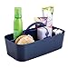 mDesign Plastic Divided Shower Organizer Basket Caddy Tote with Handle - Storage for Bathroom or Dorm - Holds Hand Soap, Shampoo, Sponges, Scrubs, and Body Wash - Lumiere Collection, Navy Blue
