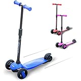 New Bounce 3-Wheel Kick Scooter - Kids Scooter with Adjustable Handelbar - The GoScoot MAX is Perfect for Children and Toddlers, Girls and Boys Ages 2-6 (Blue)