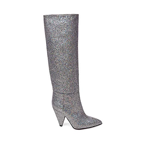 STEVEN-by-Steve-Madden-Womens-Jayne-Fabric-Pointed-Toe-Knee-Silver-Size-60