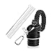 WaterFit Straw Lid - Replacement Cap for Standard Mouth Sport and Travel Water Bottle 12oz / 18oz / 21oz & 24oz with 2 Straws and Straw Brushes (Black+Paracord)