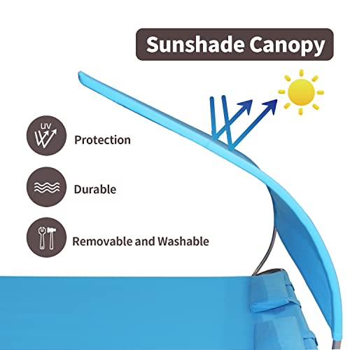 COVERONICS Patio Double Chaise Lounge Bed with Canopy,Headrest Pillow