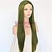 QD-Udreamy Fashion Natural Straight Green Lace Front Wigs Hand Tied Heat Resistant Synthetic Hair Wigs for Women Party Wear 24 Inch