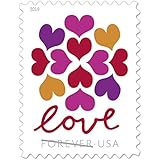 Hearts Blossom Love US Forever Stamps Wedding, Celebration, Graduation (5 Sheets, 100 Stamps)