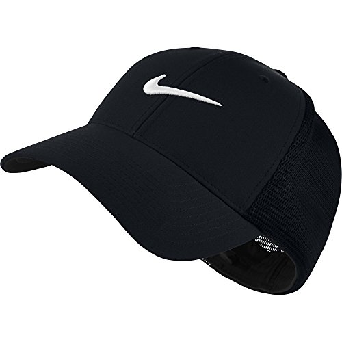 Nike unisex legacy 91 tour mesh hat, black/black/white,…