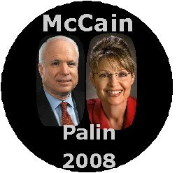 JOHN McCAIN / SARAH PALIN Pinback BUTTON 2008
