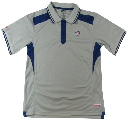 Stitches MLB Toronto Blue Jays Adult Fine Gauge Mesh Polo, Light Grey, Medium
