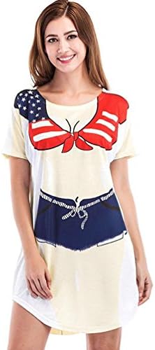 HOT SALE !Kstare Women's Cute Bikini Print Baggy Short Sleeve Beach Cover Up Shirt Dress (S, White)