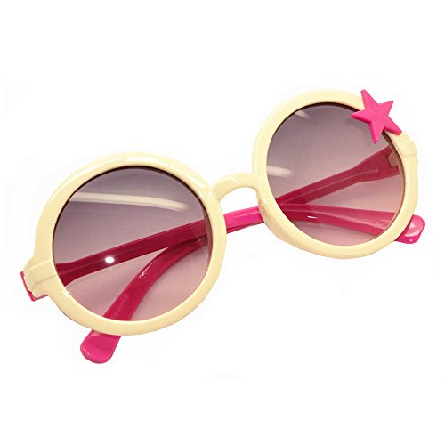 FancyG® Rockstar Style Kids Size UV Protection Sunglasses Frame Eyewear - Beige Pink