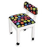 Arrow 8011 Wood Sewing and Craft Chair with Gingerbread Design and Under Seat Storage, Print Upholstery Fabric by Riley Blake, White with Buttons Print Fabric