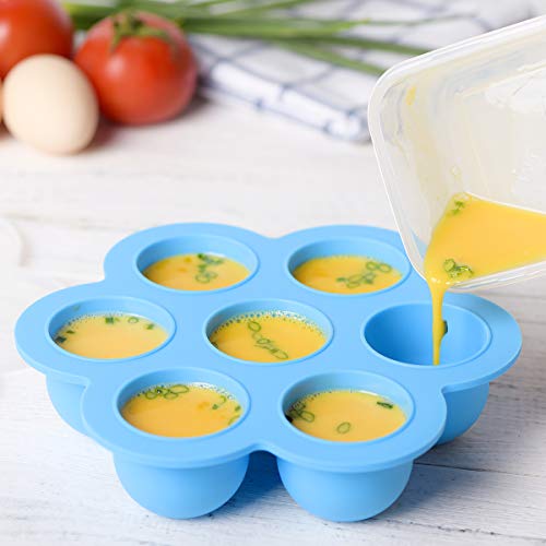Hhyn Silicone Egg Bites Molds for Instant Pot Accessories, Reusable Baby Food Storage Container and Freezer Tray with Lid Sous Vide Egg Poacher Fits for 5, 6, 8 qt Pressure Cooker BPA Free