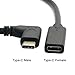 HOTL 90 Degree Right Angled USB Type C Extension Cable (0.6Ft/20cm), USB-C Type C Male to Female USB 3.1 Extender Extension Short Cable Cord for Nintendo Switch, Compatible MacBook & More,Black