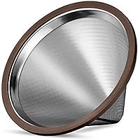 Kavako Stainless Steel Pour Over Coffee Dripper with Double Layered Filter, Paperless and Reusable Cone Shaped Filter…