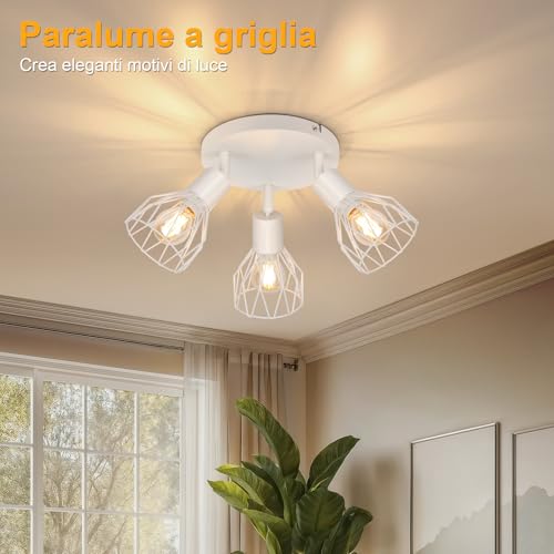 TaFiCo E14 LED Ceiling Spotlight 3 Lights – Ceiling Lamp Living Room Round White – LED Ceiling Light Spotlight Modern Kitchen Bedroom – Without Bulb