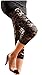 V28 Womens Stretchy Floral Lace Capri Leggings Tights (US: 8/10, Black)
